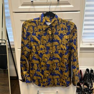 J.Crew Collection Silk Sleepy Lion Shirt